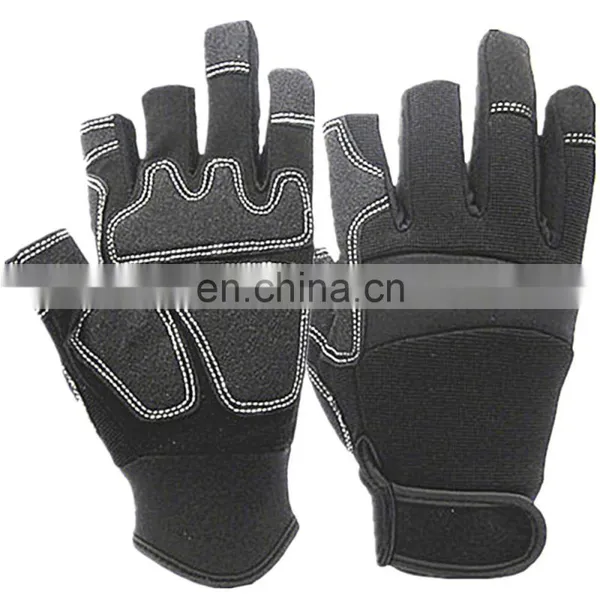 Microfiber Touch Screen Synthetic Leather Driver Gloves With Elastic Cuff photo-4