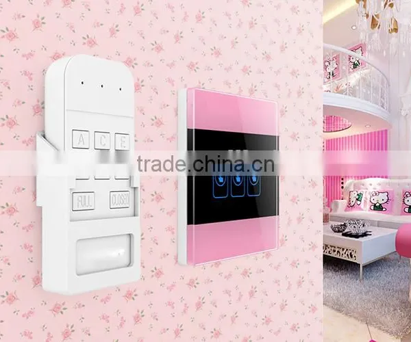 Pink 3 Gang Crystal Glass Panel WIFI Smart Light Controlled Power Remote Switch photo-4