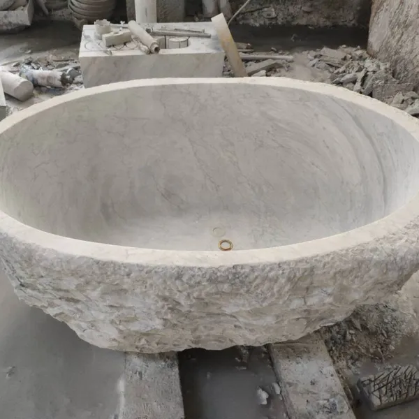 Custom Made Indoor Deep Freestanding Bathtub Modern Fashionable Design Marble Bathroom Oval Bathtubs in Cheap Manufacture Price photo-3