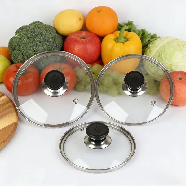 G Type Transparent Glass Lid Reinforced Surround Frame Wear Resistant Construction Ideal Matching Accessory for Soup Pot Frying Pan Sets photo-1