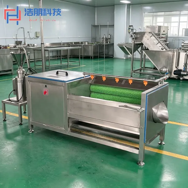 Commercial Brush Peeling Machine SUS304 Root Vegetable Potato Skin Remover Automatic Discharge Food Processing Equipment photo-3