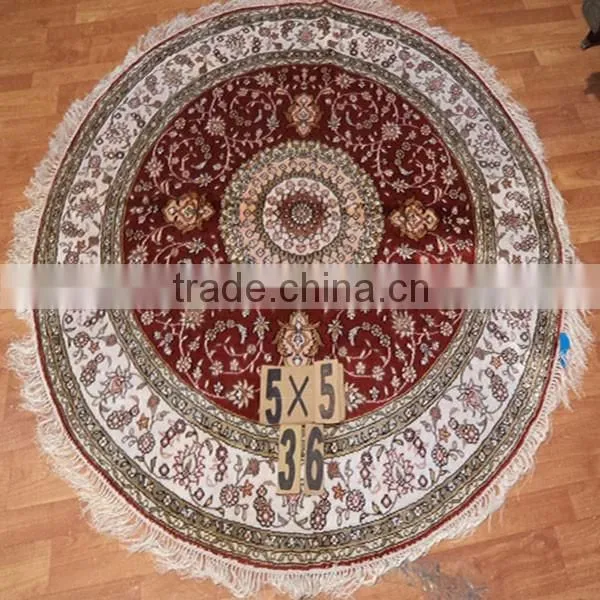Round 5x5ft Luxury Home Cotton Persian Hand Knotted Carpet photo-6
