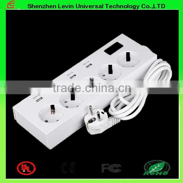 China Supply CE Cheap Extension Power Plug 6Gang 4 Port USB EU Power Strip Socket photo-3