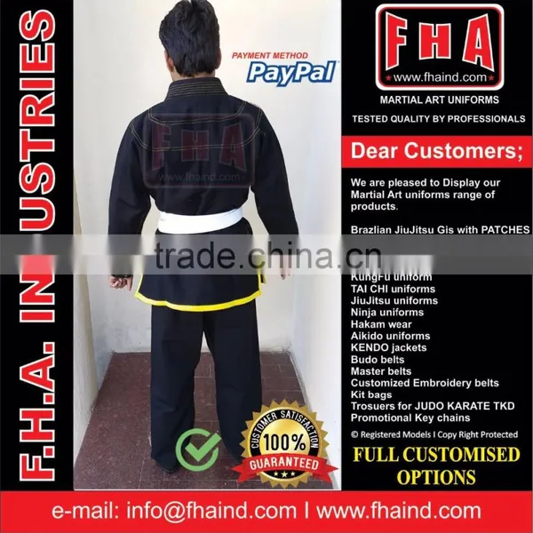 Martial Art Uniforms Judo Gi Karate Teakwondo Jujitsu Brazilian KungFu Uniforms Budo Belts / Customised Suits by FHA INDUSTRIES photo-3