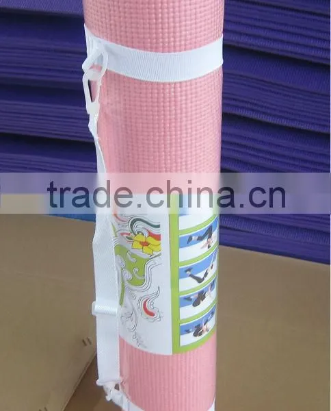 Pale Pink Color Pvc Yoga Mat With Shoulder Strap