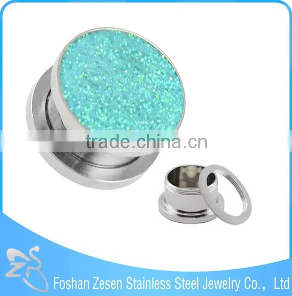 Surgical Steel Body Piercing Jewelry Glitter Powder Eyelets Ear Tunnels photo-3