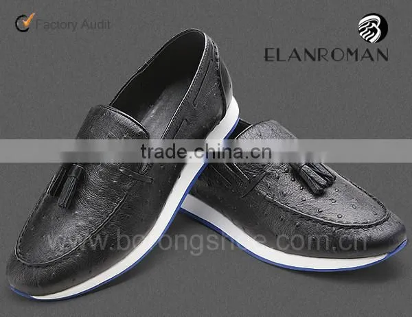 Ostrich Grain British Vintage Style Men Tassel Shoes Loafer Quality Choice photo-4
