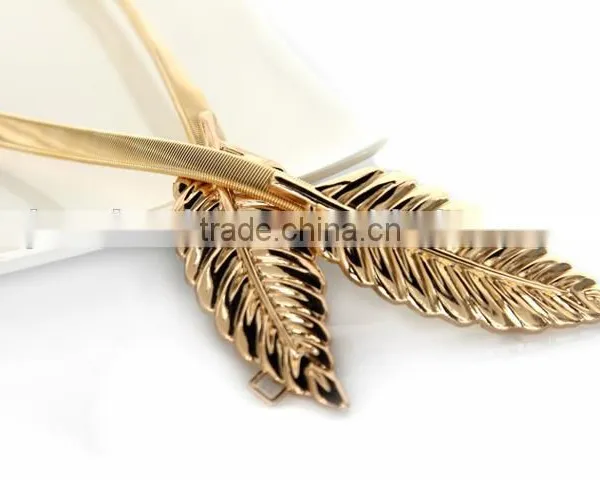 Hot Sales Summer Metal Waist Style Women Belts Vintage Elastic Leaf Design photo-4