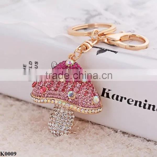 Letest Design Mushroom Logo Alloy Crystal Keychain K0009 photo-3