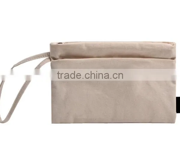 Natural Plain Cosmetic Clutch Beige Toiletry Bag Quality Choice photo-6