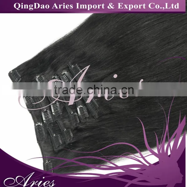 20 Inch 100% Brazilian Human Hair Weave, Natural Straight Clip In Human Hair Extensions photo-2