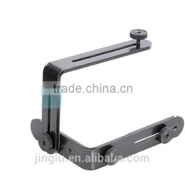 L-Shaped Double Dual Metal Bracket Holder Mount for Camera Speedlite Flash photo-5