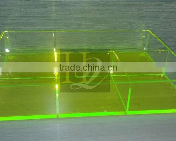 Yellow Color Acrylic Material Acrylic Tray, Acrylic Serving Tray With Dividers photo-2