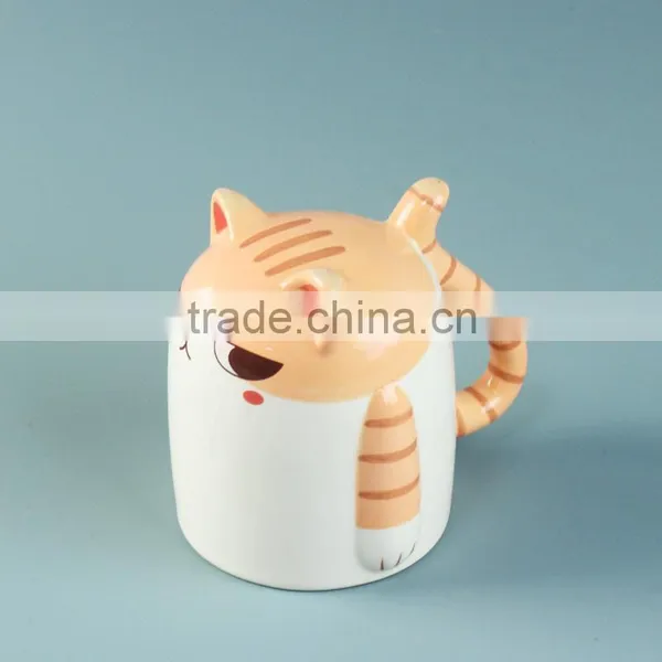 Hand Painted Ceramic Coffee Mug With Poppy Cat photo-2