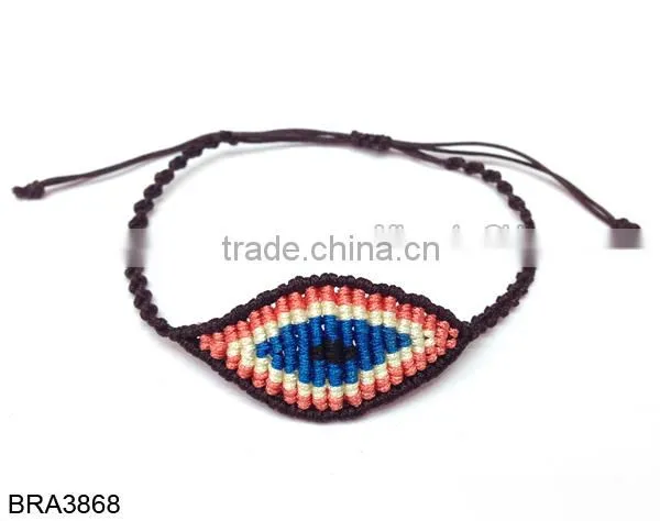 Braided Macrame Crystal Beads Eye Bracelet photo-5