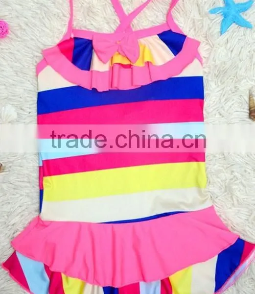 Stock 4 Colors (6-10 Years Old) Colorful One Size Girls Children Swimwear 2015 photo-4