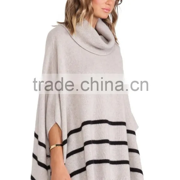 Ladies Striped Turtleneck Pullover Sweater photo-2