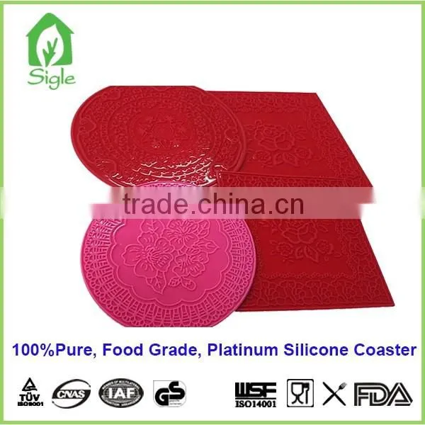 Big Size Round India Print Silicone Coaster/ Silicone Cup Mat photo-2