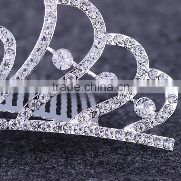 Korean Fashion Love Crown Bride Crown Alloy Rhinestone Hair Comb Hair Accessories Jewelry Factory Outlets photo-4