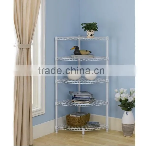 New White 5-Tier Corner Rack Display Shelf Kitchen Storage Wire Shelf photo-2