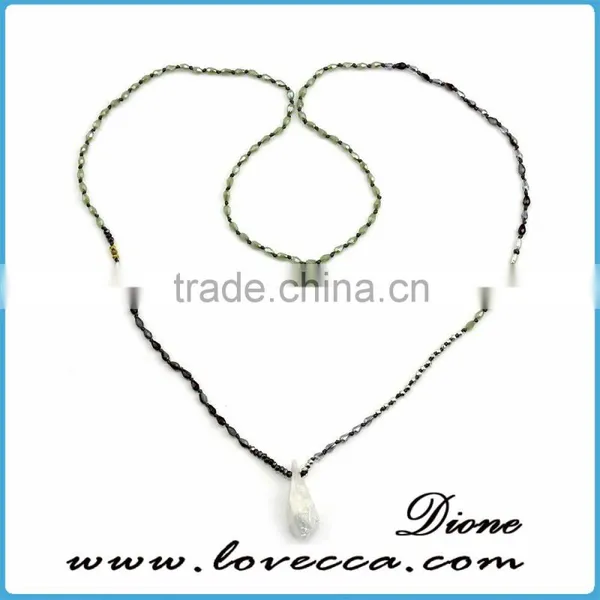 Lady's Turquoise Seed Beads Colorful Stone Tassels Necklace Charm Pendant Fashion Jewelry photo-4