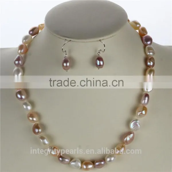 AAA 10mm Mixed Color Freshwater Big Baroque Pearl Set photo-3