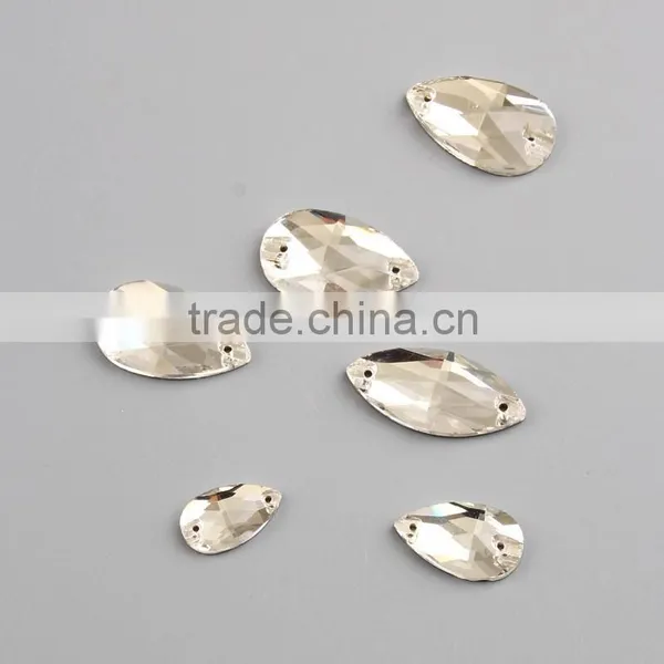 Pujiang Flatback Drop Shape Crystal Sew on Stone for Dresses photo-3