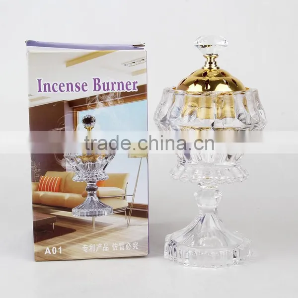 2016 new design glass diamond-shape incense burner arabic burner