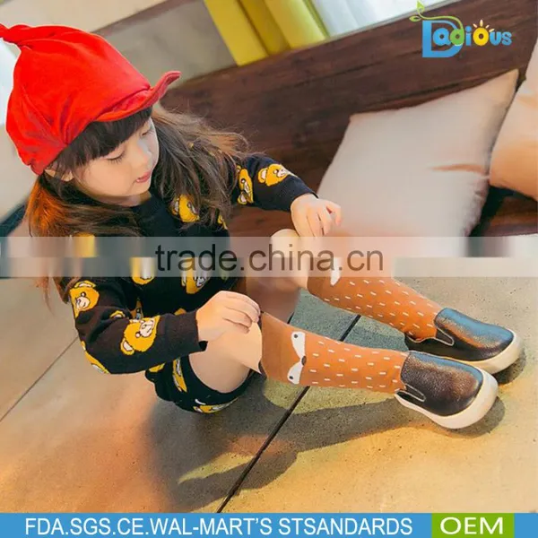 New Design Hot Sale Eco Hosiery Baby Socks Cartoon Fox Animal Knee High Socks photo-3