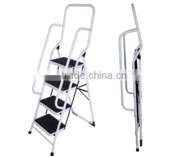 Foldable Steel 4 Step Ladder Stepladder With Safety Handrail