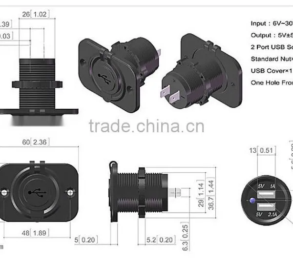 Car Waterproof Dual USB Socket With Mounting Panel photo-6