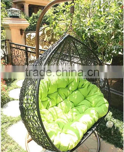 Water Drop Shape White Synthetic Rattan Outdoor Lover Seat Swing Chair photo-5
