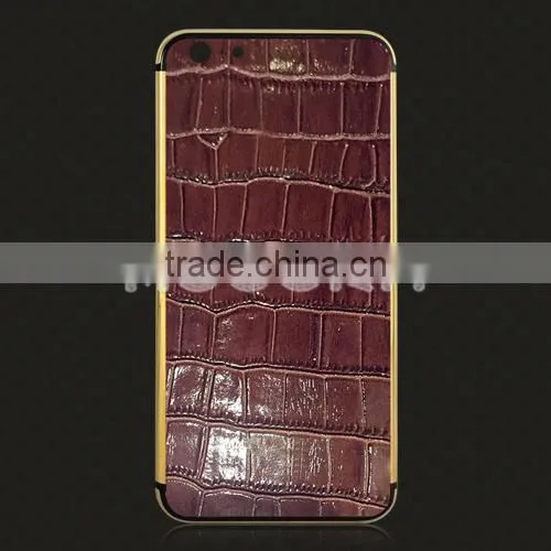 Luxury Crocodile Leather Real 24k Gold Housing, Gold Plated Housing for IPhone 6S 6Plus photo-4