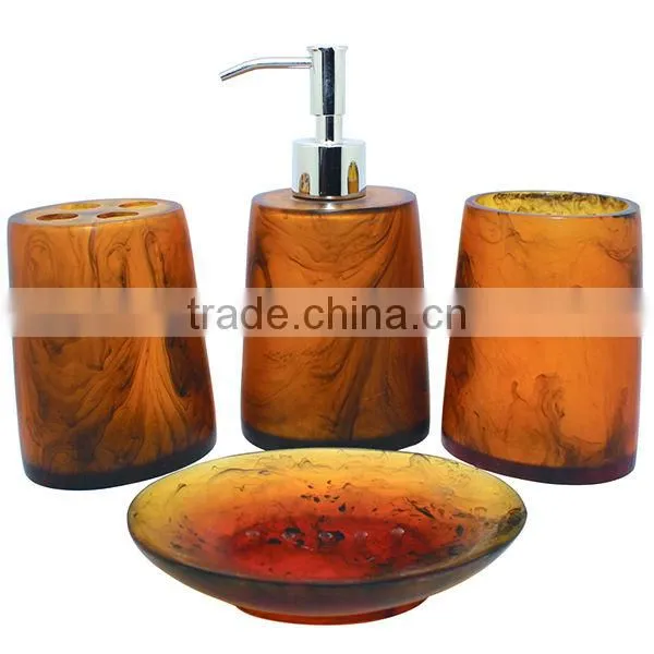 EA0008 New Arrival Brown Polyresin Bathroom Set