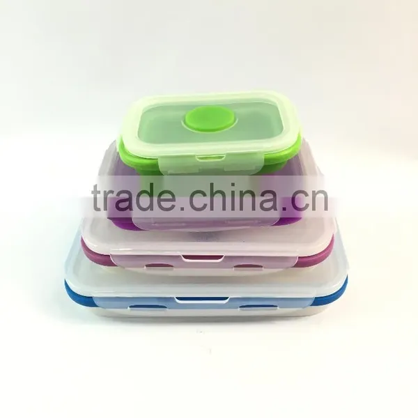 Set of 4 Collapsible Silicone Food Container/foldable Silicone Food Storage Container photo-2