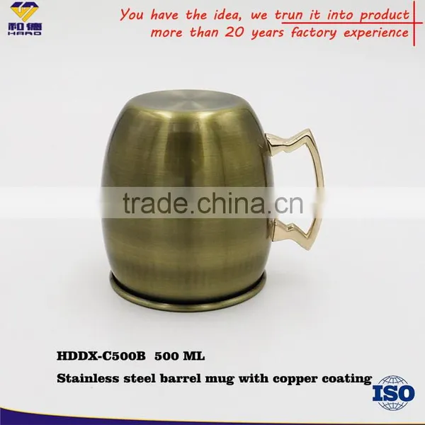 OEM Brushed Finish Copper Mug , SS Mug With Copper Plated photo-3