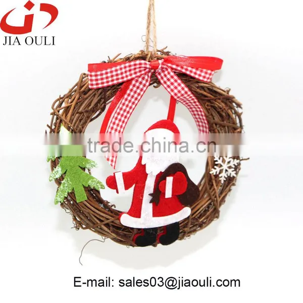 Hot Sales Christmas Decorations With Santa Claus Rattan Christmas Wreath Ornament photo-3