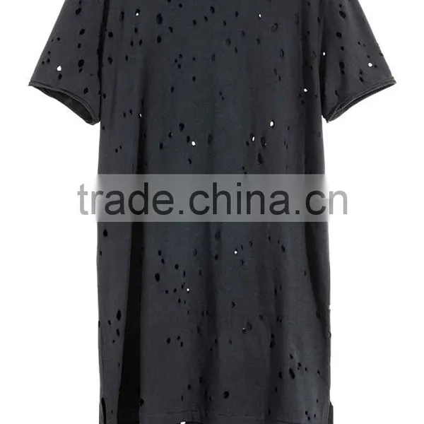 T-shirt With a Hole Pattern Printing Polyester Apparel Custom t Shirts Custom Casual Half Sleeves photo-2