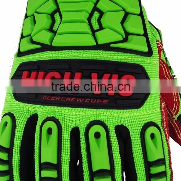 CE 4543 Cut Proof High Visibility Oil and Gas Safety Gloves TPR Cut Resistant Impact Protection Gloves photo-5