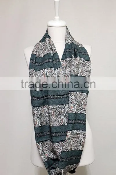 Floral Tribal Pattern Infinity Scarf, Circle Scarf, Scarves, Spring - Fall - Winter - Summer Fashion photo-2