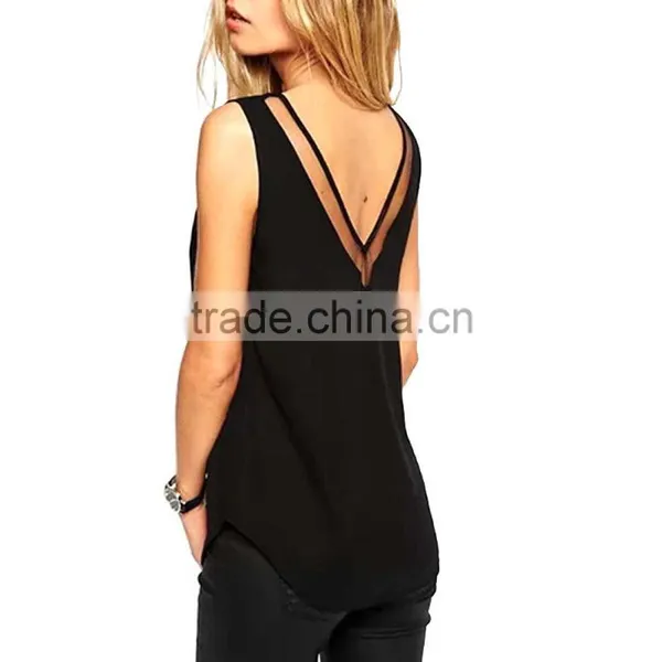 Cotton Crop Top Tank Top2014 New Arrive Women Different Size for Choice & Short Front Long Back Printed photo-2