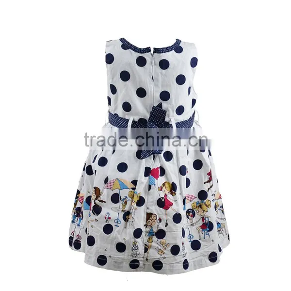 Casual Girl Cotton Polka Dot Printed Dress for Girls With a Bow photo-2