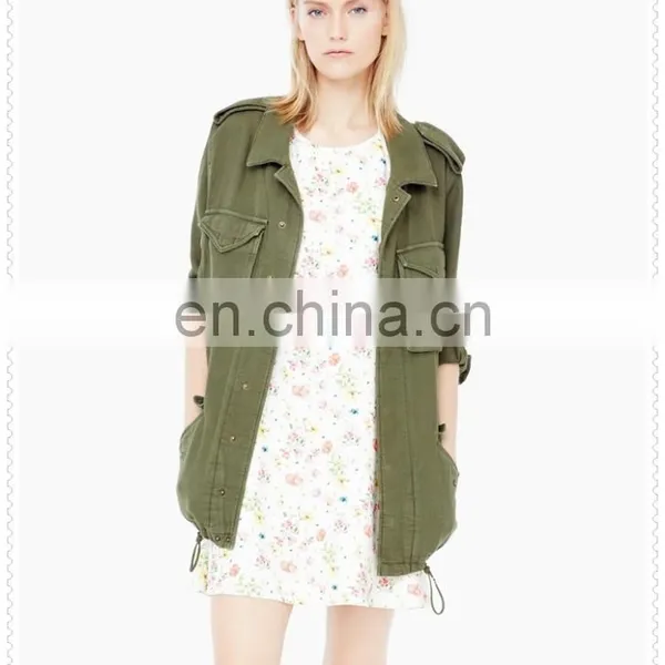 New Style High Quality Long Sleeve Womens Military Jacket Wholesale photo-2
