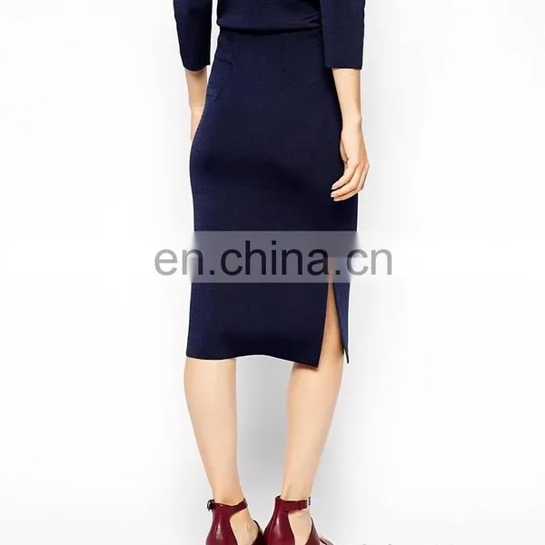 Knit Pencil Skirt Classic Suit For Woman photo-3
