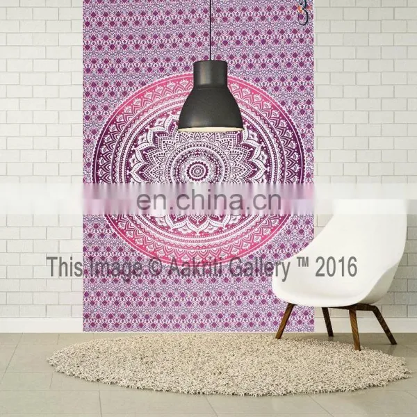 Indian Mandala Tapestry Ombre Pink Throw Twin Size Tapestry Wall Hanging Hippie