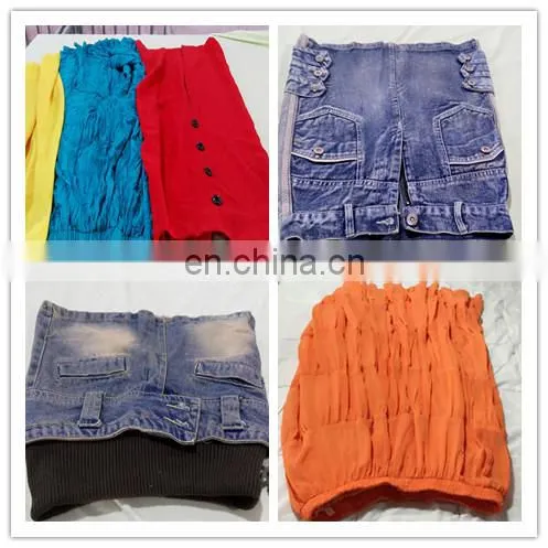 Used Clothes Lithuania Ladies Short Jean Skirt Textile Stock
