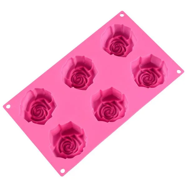 Free Sample Food Grade Heat Resistant Nontoxic Silicone Cake Mold Baking Mousse Pudding Mold Tool Rose Shape 6holes photo-5