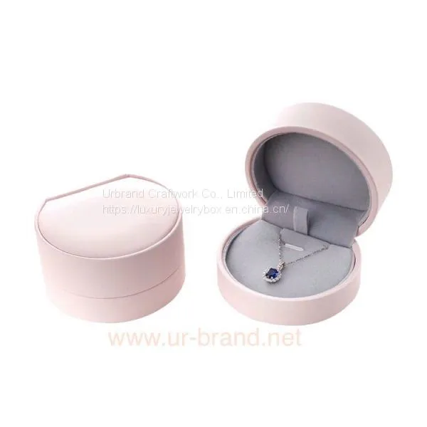 Wholesale PU Leather Pink Gift Pendant Necklace Ring Box Jewelry Packaging photo-2