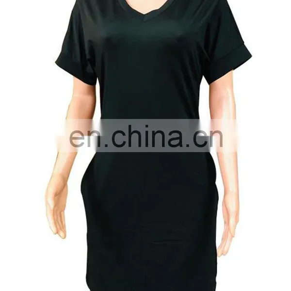 Casual Women Solid Color V-Neck Shorts Sleeve Mini Dress Fashion Bodycon Dresses With Pockets For Three Colors Fitness Home Wear photo-6