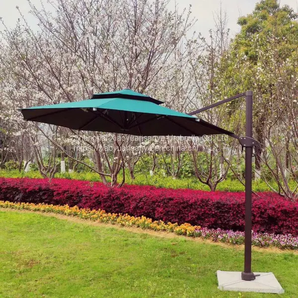 Big Roman Umbrella Side Standing, Courtyard Umbrellas, Square and Round Hand Pushed Banana Umbrella photo-2